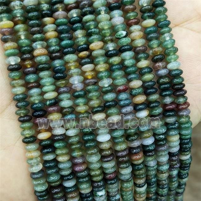 Natural Indian Agate Beads Green Smooth Rondelle