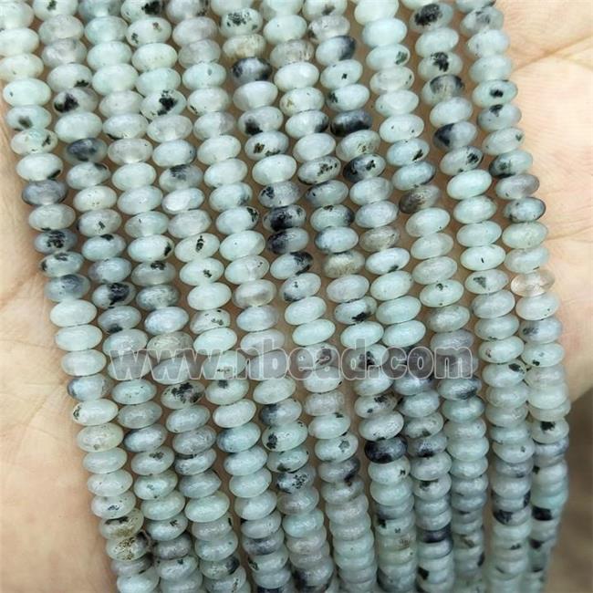 Natural Sesame Kiwi Jasper Beads Smooth Rondelle
