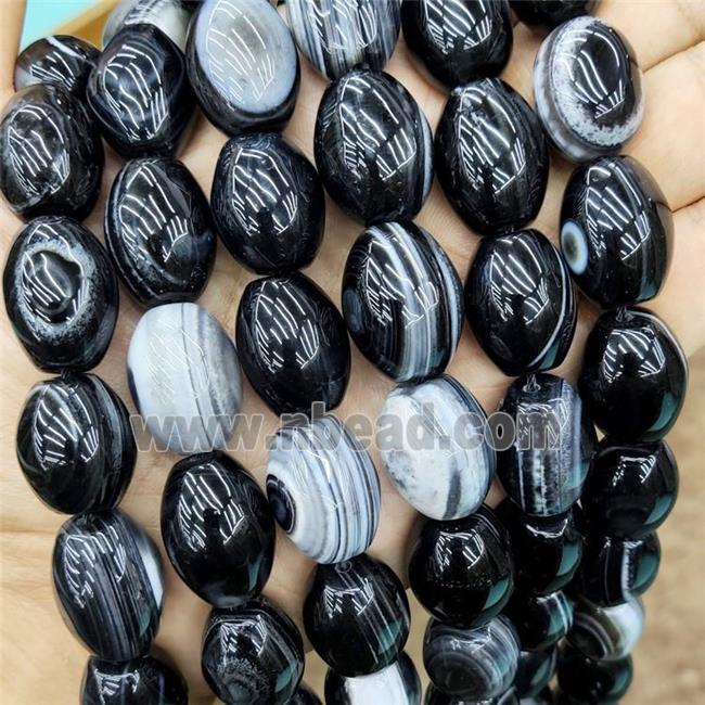 Natural Stripe Agate Barrel Beads Black Bands