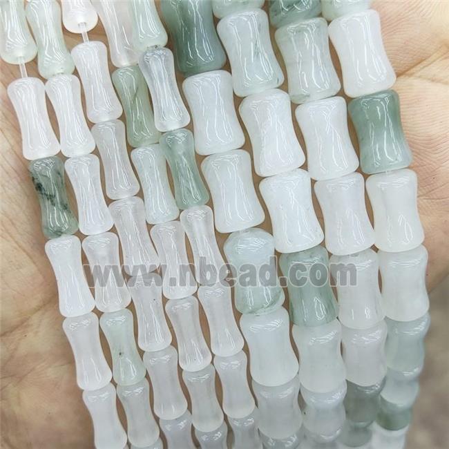 Natural Ice Jadeite Beads Bamboo White Green