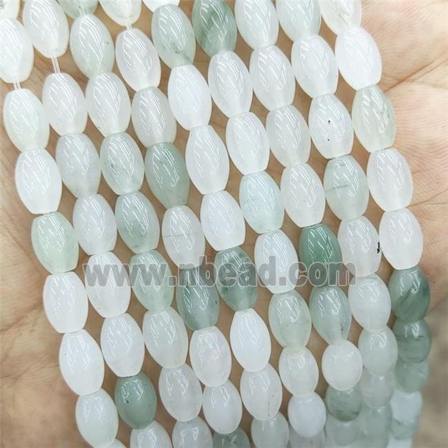 Natural Ice Jadeite Rice Beads White Green