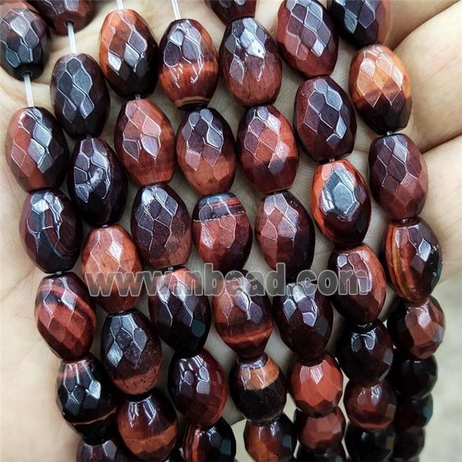 Natural Tiger Eye Stone Beads Faceted Rice Red Dye