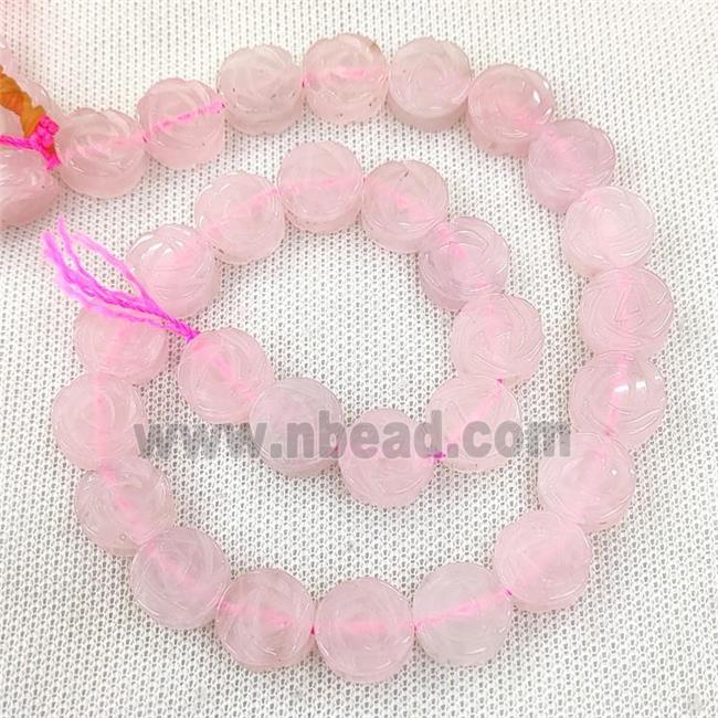 Natural Pink Rose Quartz Flower Beads Carved