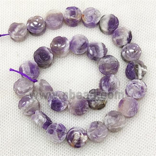 Natural Dogtooth Amethyst Flower Beads Carved Amethyst
