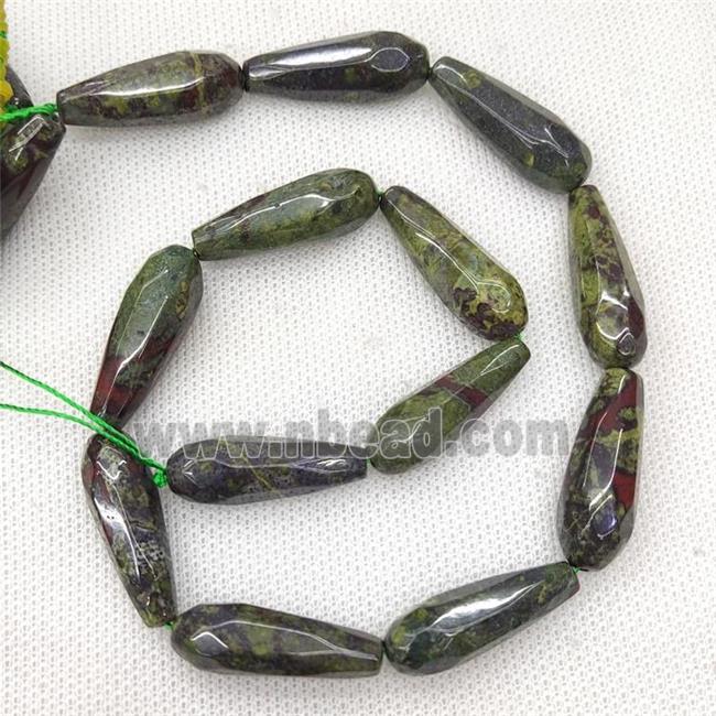 Natural Dragon Bloodstone Beads Faceted Teardrop