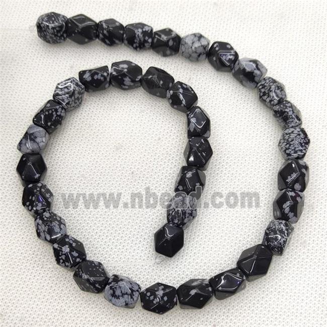 Natural Snowflake Jasper Beads Freeform Faceted Black