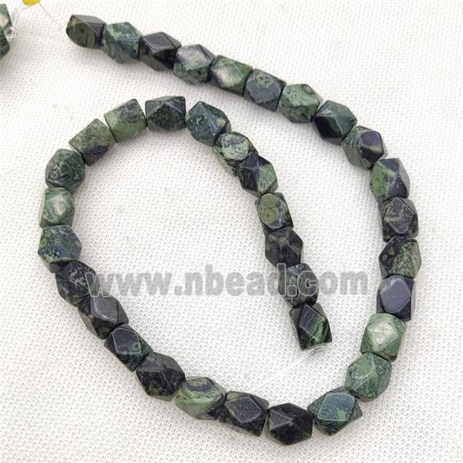 Natural Green Kambaba Jasper Beads Freeform Faceted