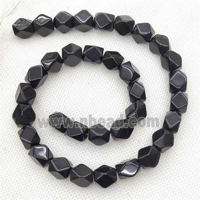 Natural Black Obsidian Beads Freeform Faceted
