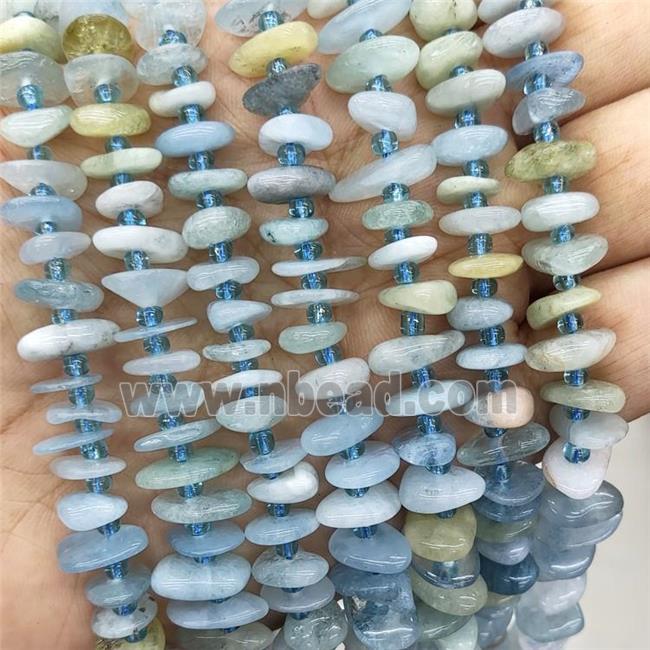 Natural Blue Aquamarine Spacer Beads Freeform Chips