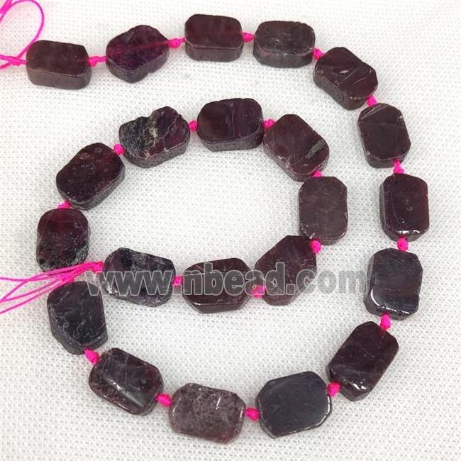Natural Garnet Rectangle Beads