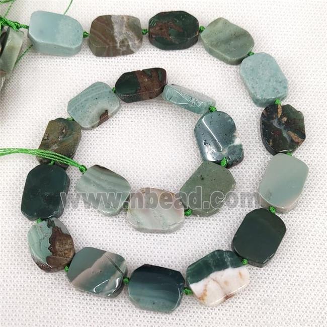 Natural Green Ocean Agate Rectangle Beads
