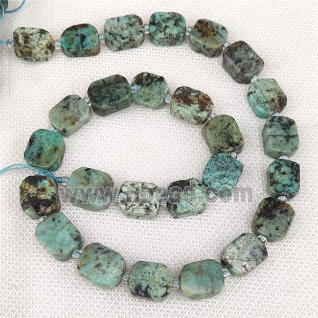 Natural Green African Turquoise Rectangle Beads