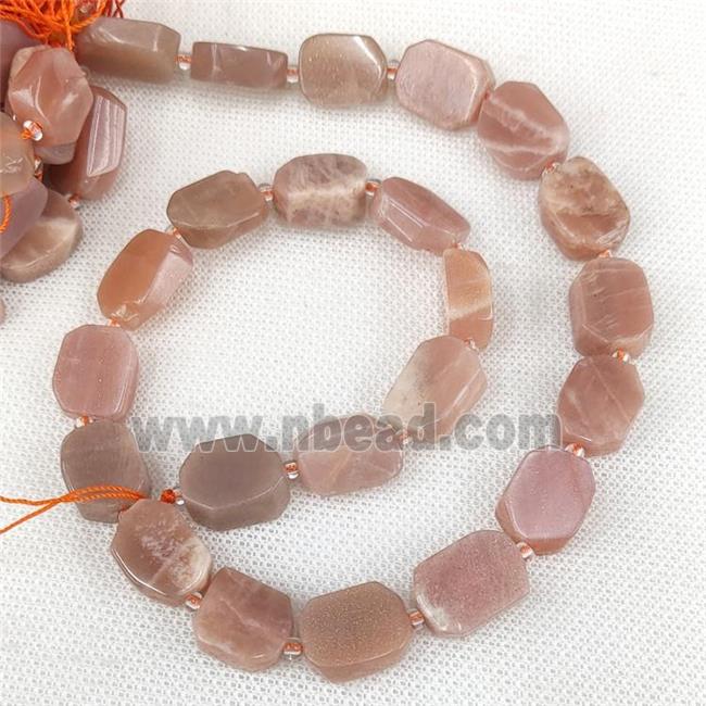 Natural Pink Moonstone Rectangle Beads