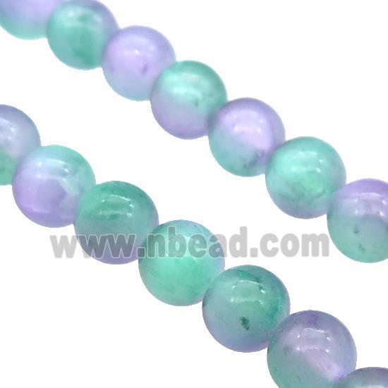 Selenite Beads Green Purple Dye Smooth Round