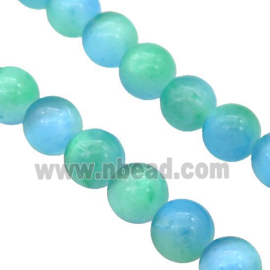 Selenite Beads Green Blue Dye Smooth Round