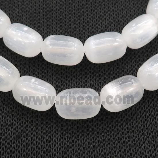 White Selenite Beads Barrel