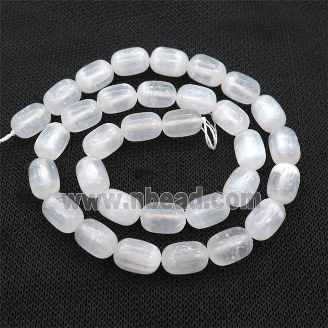 White Selenite Beads Barrel