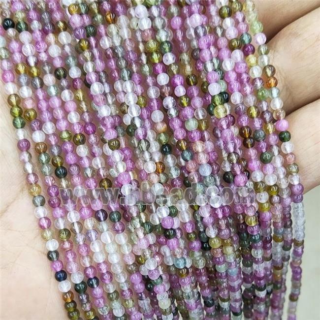 Natural Tourmaline Pony Beads Multicolor Smooth Round