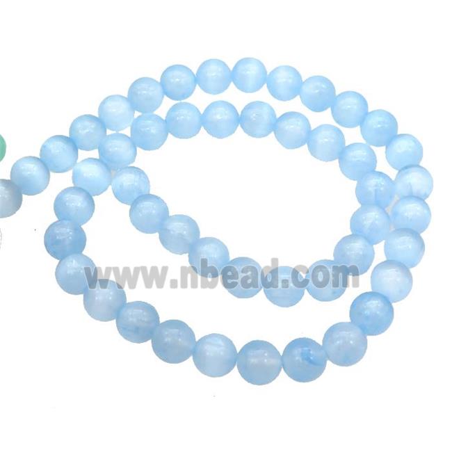 Blue Selenite Beads Smooth Round Dye