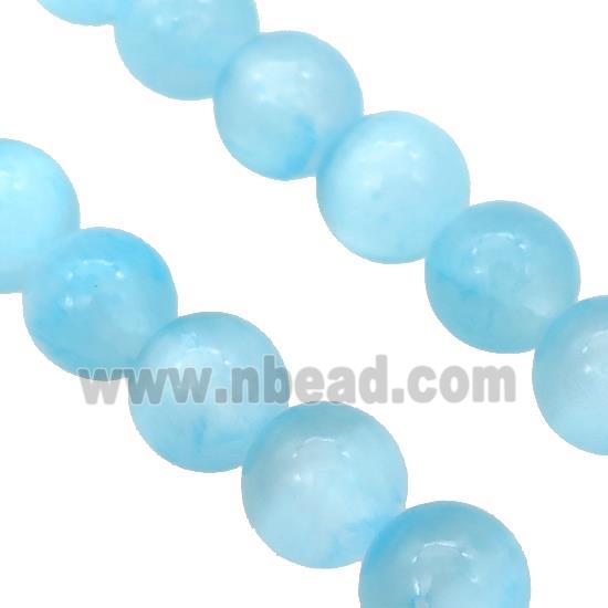 Aqua Selenite Beads Smooth Round Dye
