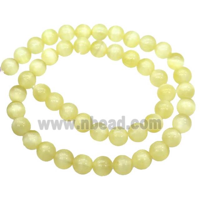 Yellow Selenite Beads Smooth Round Dye