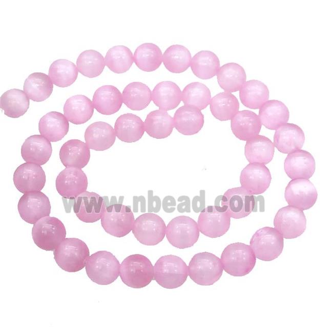 Pink Selenite Beads Smooth Round Dye