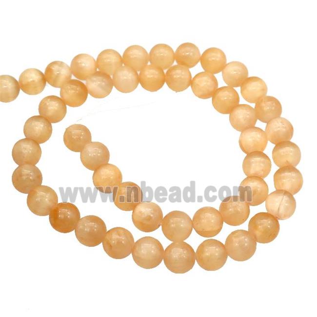 Peach Selenite Beads Smooth Round Dye