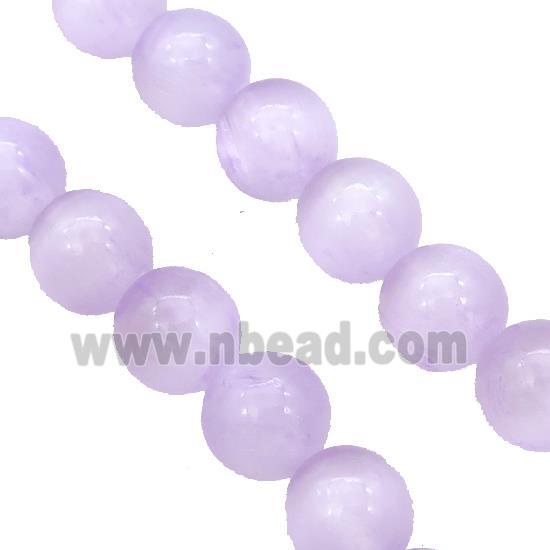 Lt.purple Selenite Beads Smooth Round Dye
