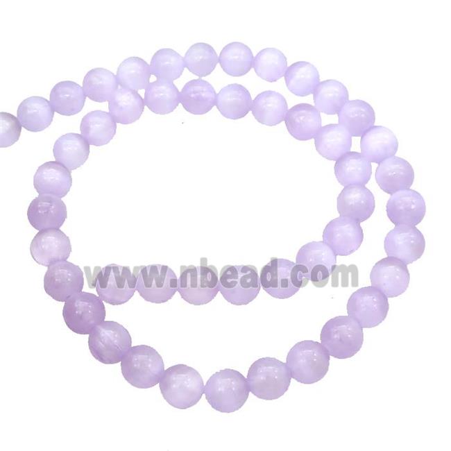 Lt.purple Selenite Beads Smooth Round Dye