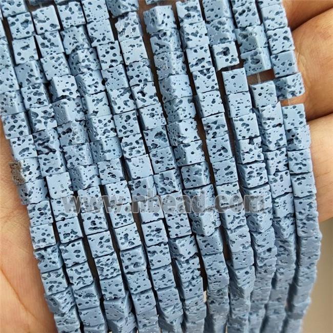 Rock Lava Cube Beads Blue Dye