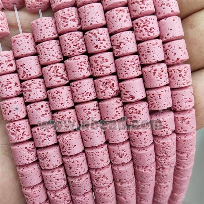 Rock Lava Column Beads Pink Dye