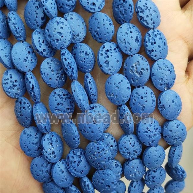 Rock Lava Oval Beads Rich Blue Dye