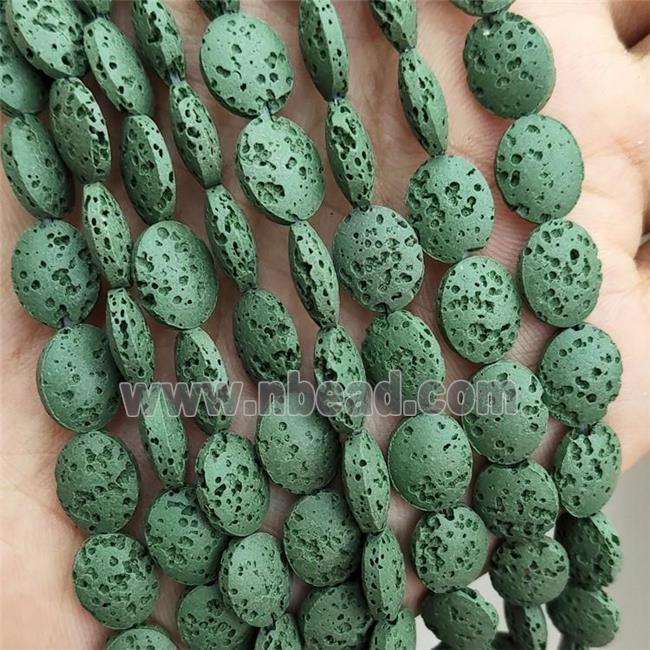 Rock Lava Oval Beads Green Dye