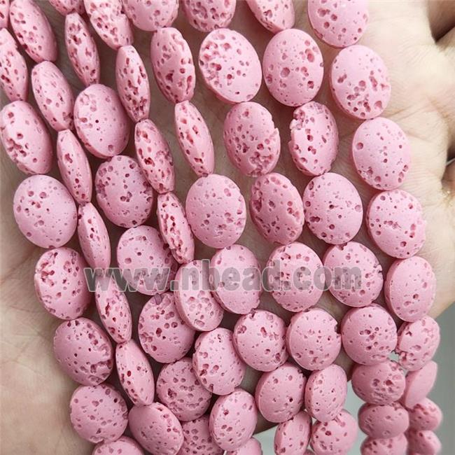 Rock Lava Oval Beads Pink Dye