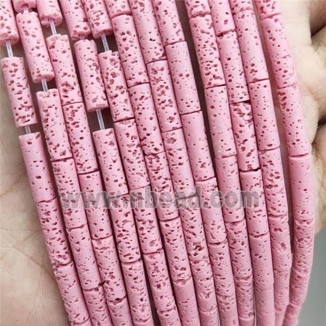 Rock Lava Tube Beads Pink Dye