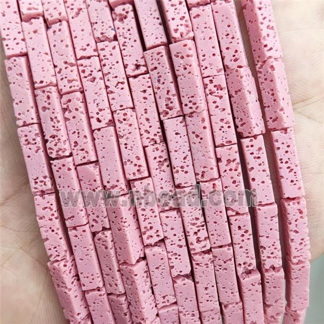 Rock Lava Tube Beads Pink Dye