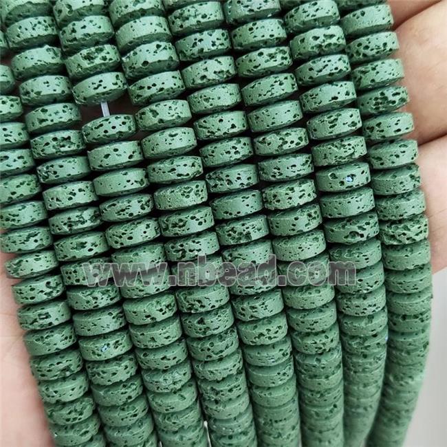 Rock Lava Heishi Beads Green Dye