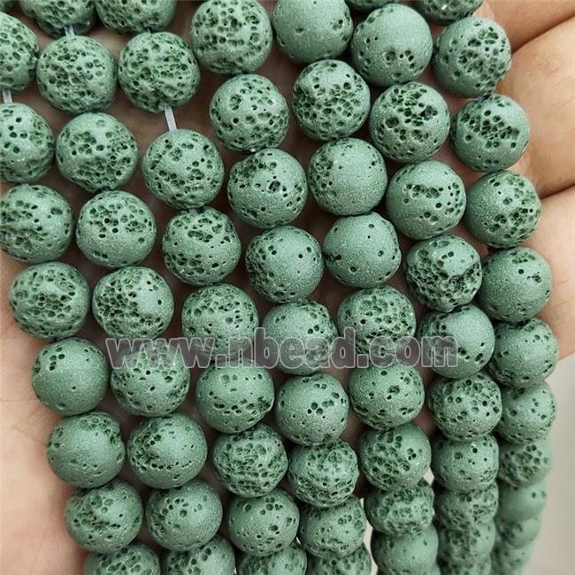 Rock Lava Round Beads Green Dye