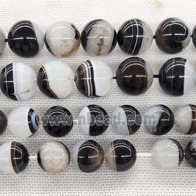 Agate Druzy Beads Black White Smooth Round