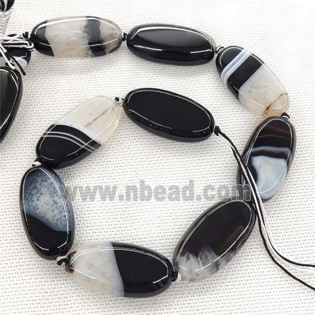 Agate Druzy Oval Beads Black White