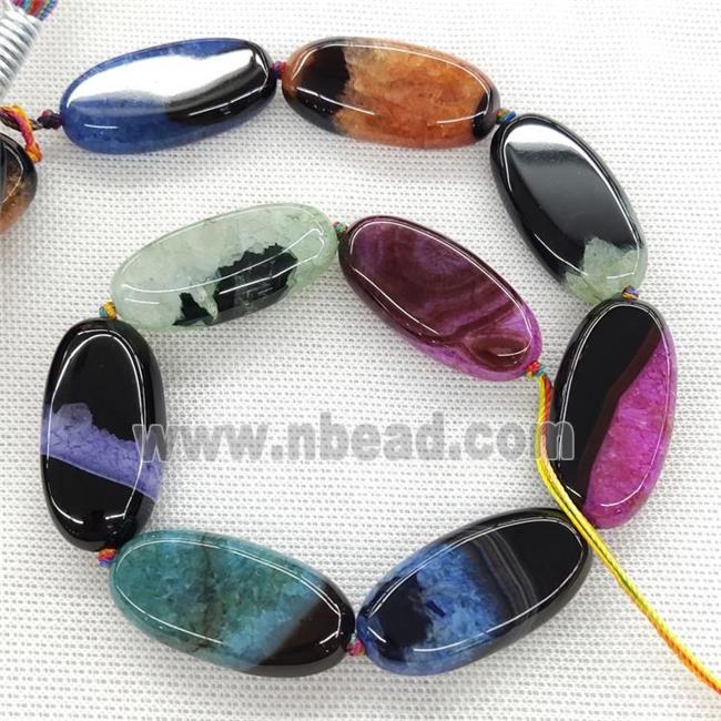 Agate Druzy Oval Beads Mixed Color
