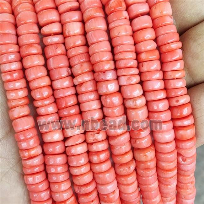 Natural Coral Heishi Spacer Beads Pink Dye