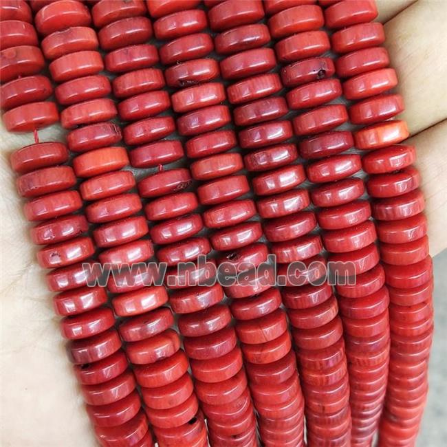Natural Coral Heishi Beads Red Dye