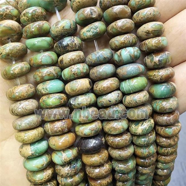 Natural Snakeskin Jasper Beads Green Smooth Rondelle