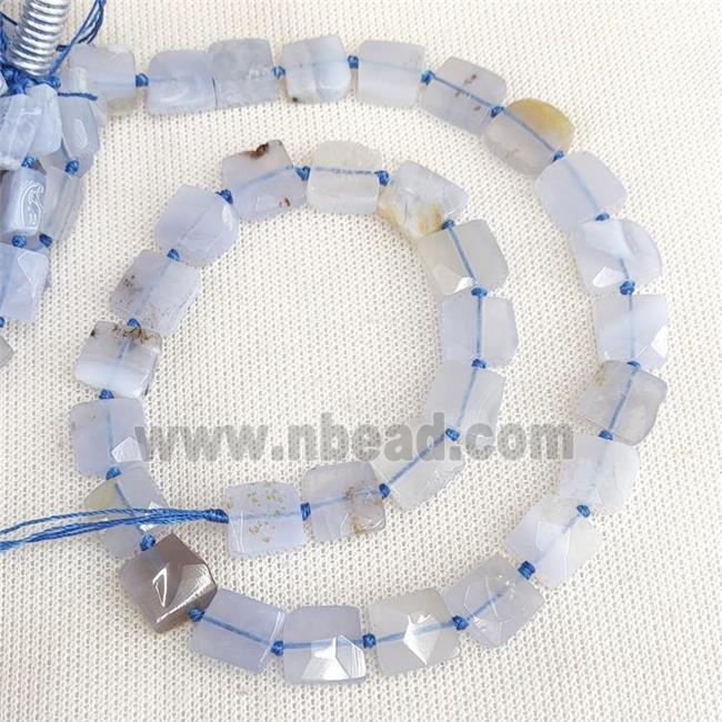 Natural Blue Lace Agate Beads Faceted Square C-Grade