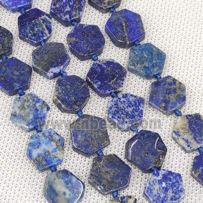 Natural Blue Lapis Lazuli Hexagon Beads