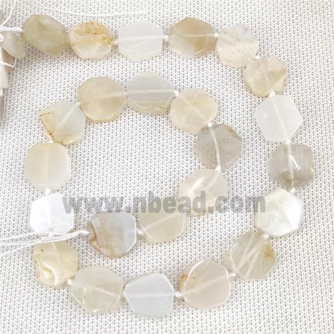 Natural White Moonstone Hexagon Beads