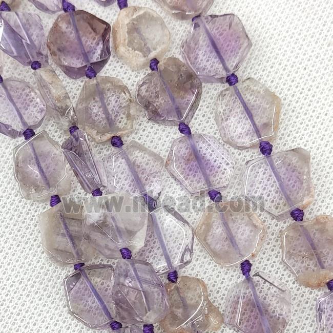 Natural Purple Amethyst Hexagon Beads