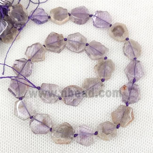 Natural Purple Amethyst Hexagon Beads