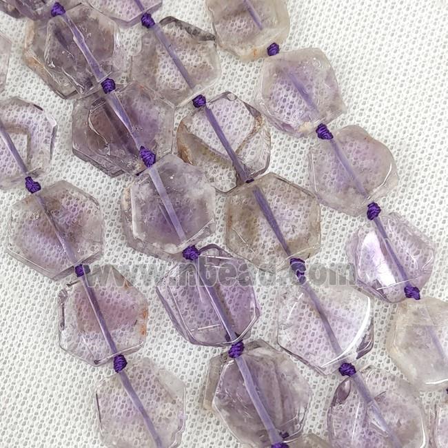 Natural Amethyst Beads Hexagon Purple